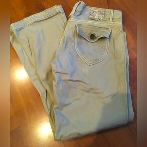 Beige flared denim pants